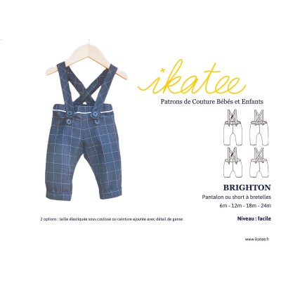 Patron Pantalon Short Bretelles Brighton Bebe 6 A 24 Mois